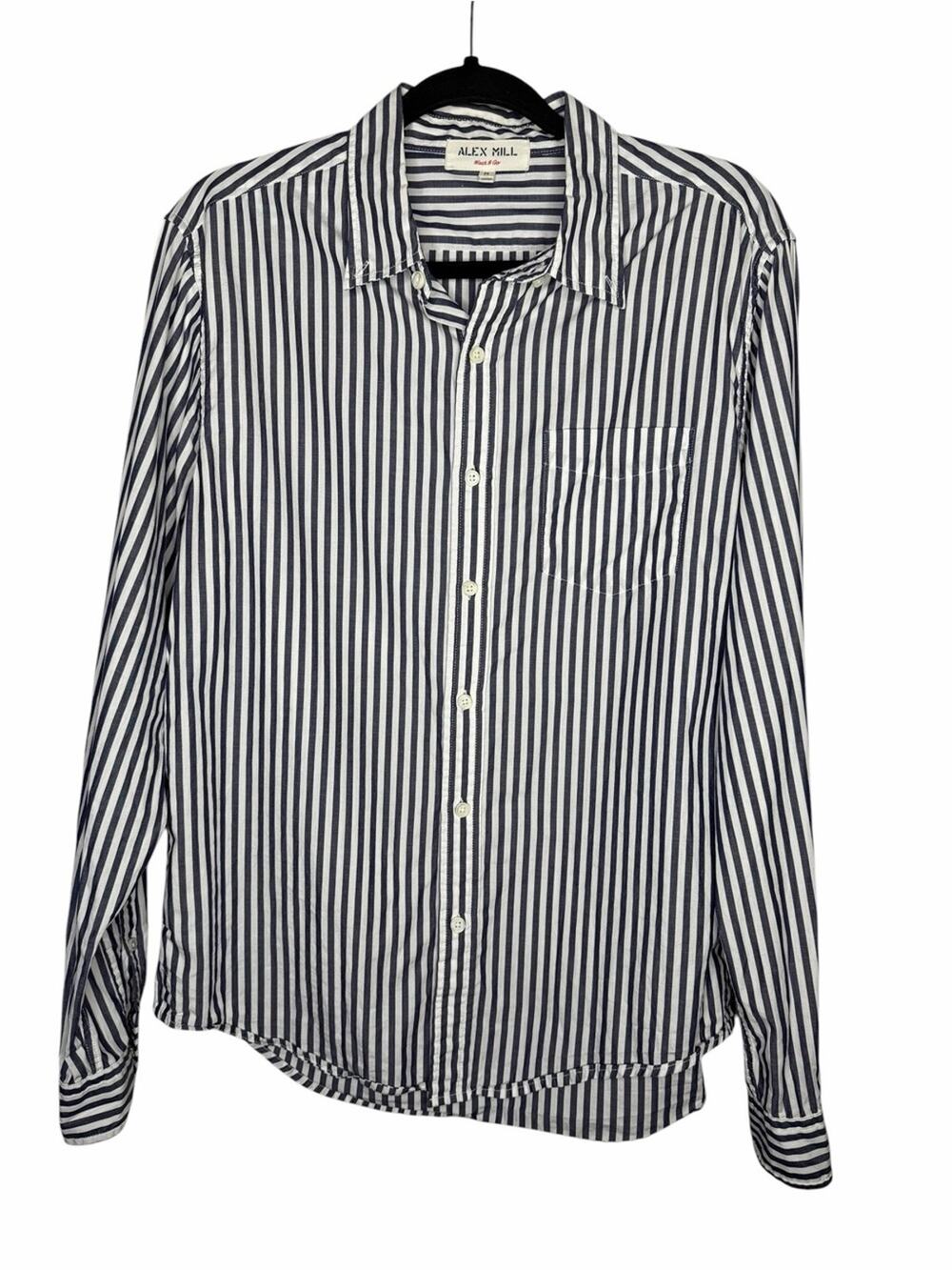 ALEX MILL / Jo poplin blue white 100% cotton button up shirt / M